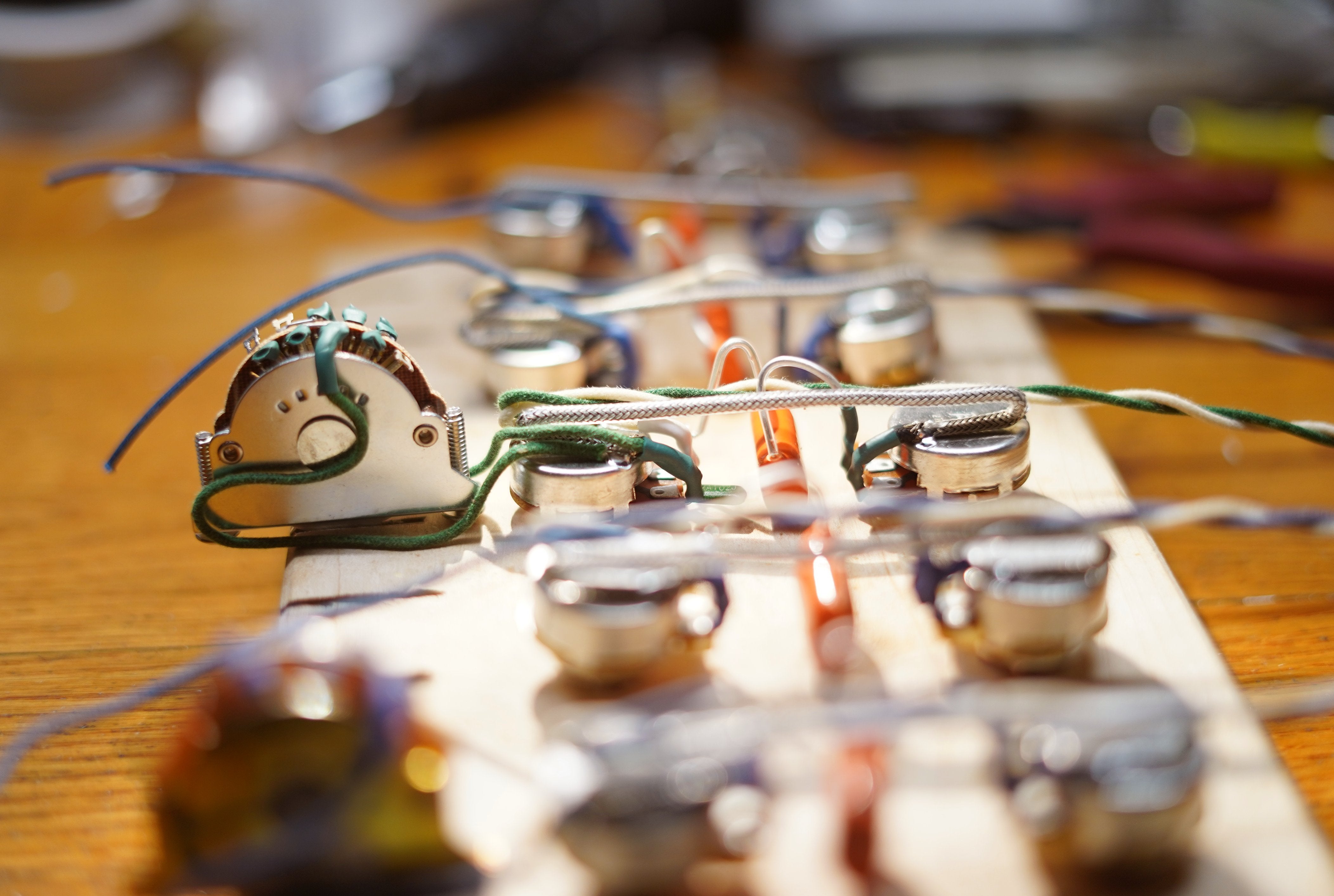 5 Telecaster Wiring kits being built